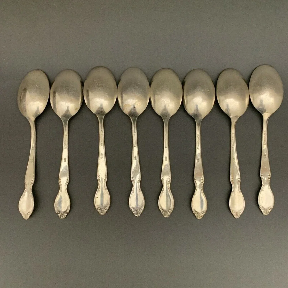 Wm Rogers International Silver Precious Mirror Silverplate 6 7/8 Spoons Lot of 8